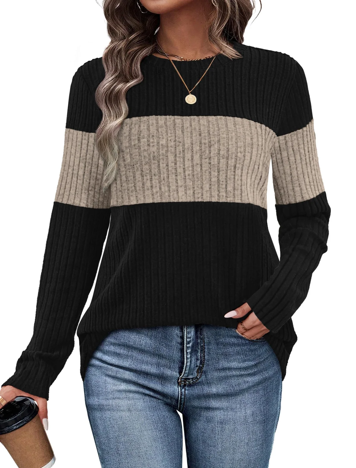 WIHOLL Womens Sweaters Trendy Color Block Tops Long Sleeve Shirts Fall Outfits Early Fall Fashion 20 Review